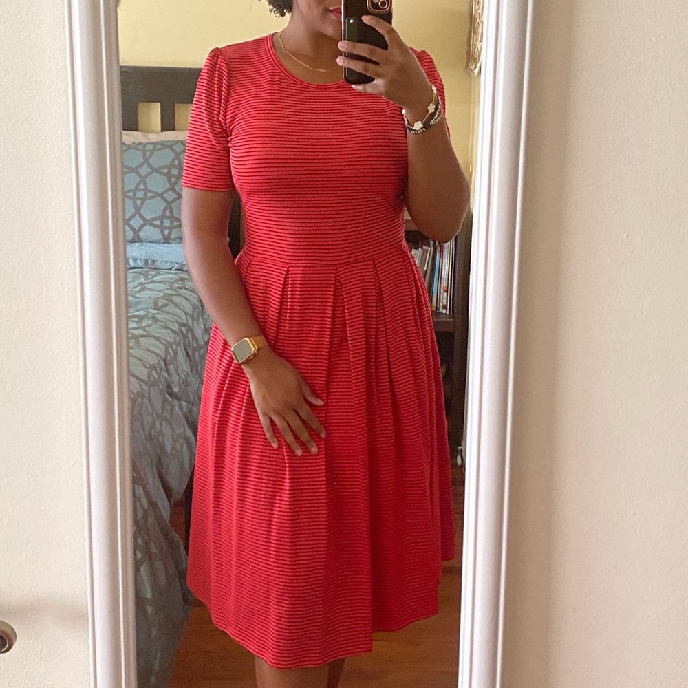 Women’s A-line Coral Striped Dress